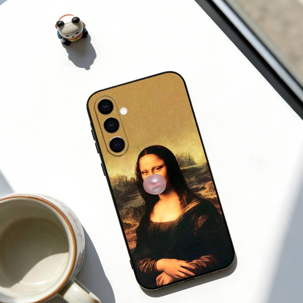 

Humorous M-Mona L-Lisa Art Phone Case For Samsung Galaxy A73,A72,A71,A70,A53,A52,A51,Soft Black Cover Samsung a12