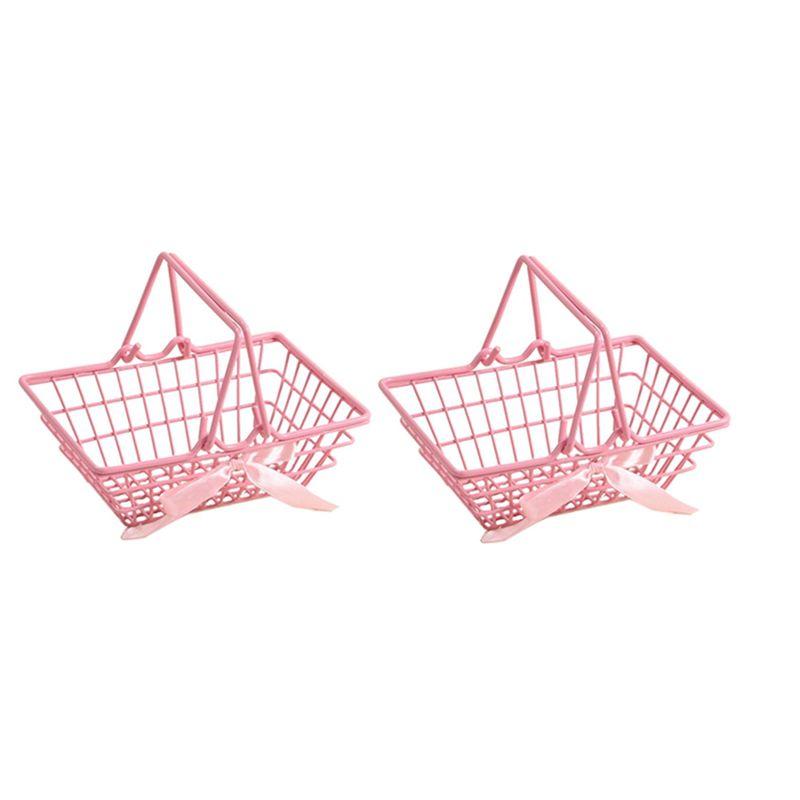 

AEE2-2 Piece Girl Heart Pink Shopping Basket Cosmetic Storage Basket Storage Frame Photo Background Props (Medium)