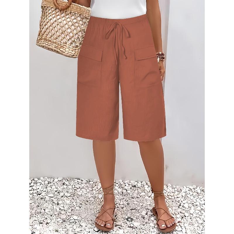QICED Women's Fashion Casual Solid Color Print Pants & Capris