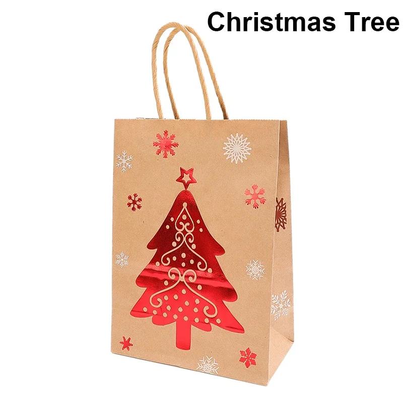 20/1PCS Christmas Kraft Paper Bags Santa Claus Snowman Candy Cookie Packaging Bag Gift Packaging Pouch Party Home Decor Supplies