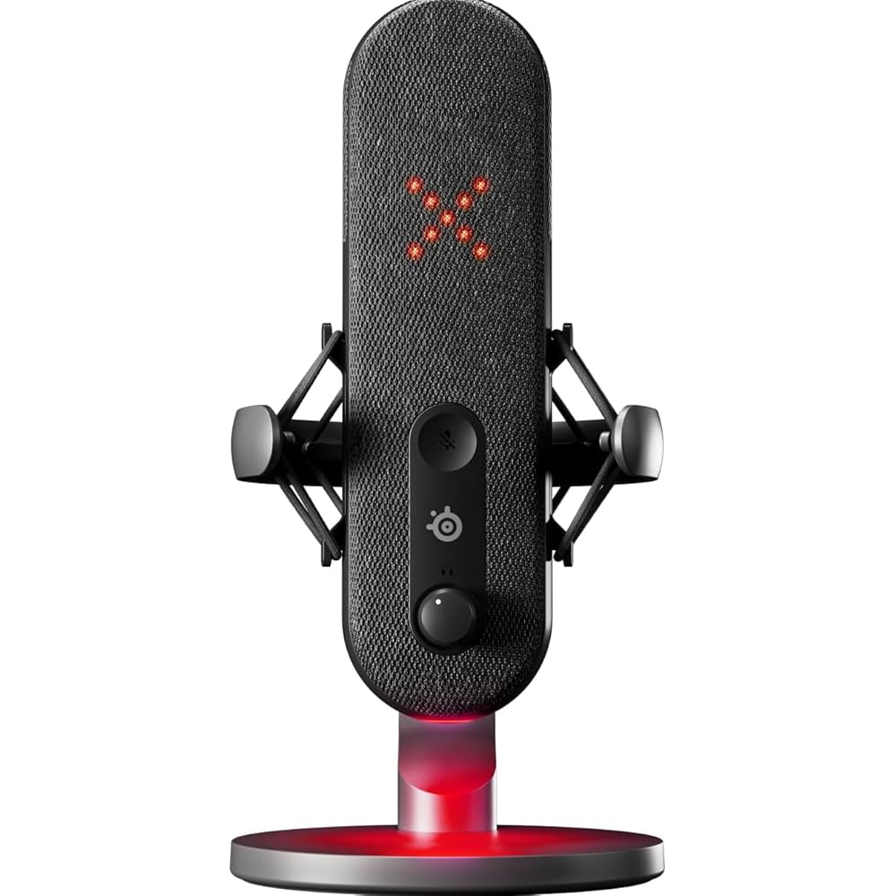 SteelSeries Alias USB Microphone for PC PS5/PS4 with AI Noise Cancelling, LED Monitoring, Cardioid Pattern