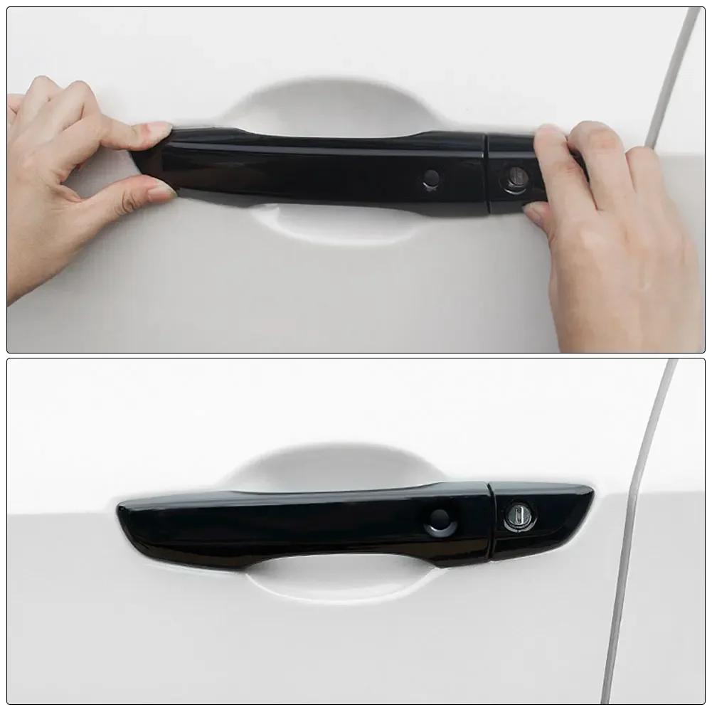 For Honda Civic 10th Gen 2016-2026 Car Carbon Fiber Style Black Exterior Door Handle Moulding Cover Trim Keyless Entry Decor