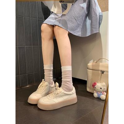 Classic Round Head Lace-up Platform Women's New Fashionable Versatile Comfortable Lightweight Casual Board Shoes