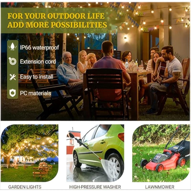 3/5/10M 13A IP66 Waterproof Double Socket Outdoor Weatherproof Sockets Outside Wall Electrical Switched Plug Sockets Box