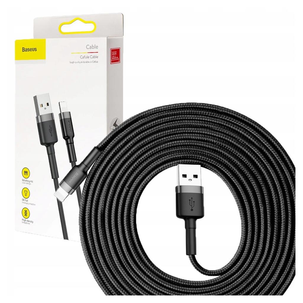 Kabel Lightning Usb Baseus Cafule 2A 3M (Szaro-Czarny)