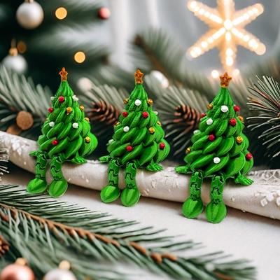 Bureaublad Ornament Kleurrijke 3D Geprinte Kerstboom Grappige Unieke Kerstversiering Groen Gearticuleerde Tafeldecoratie Huis