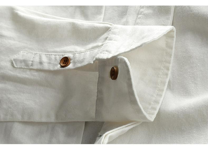 2025 Men's Casual Linen Shirt - Autumn/Winter Chinese Style with Stand Collar
