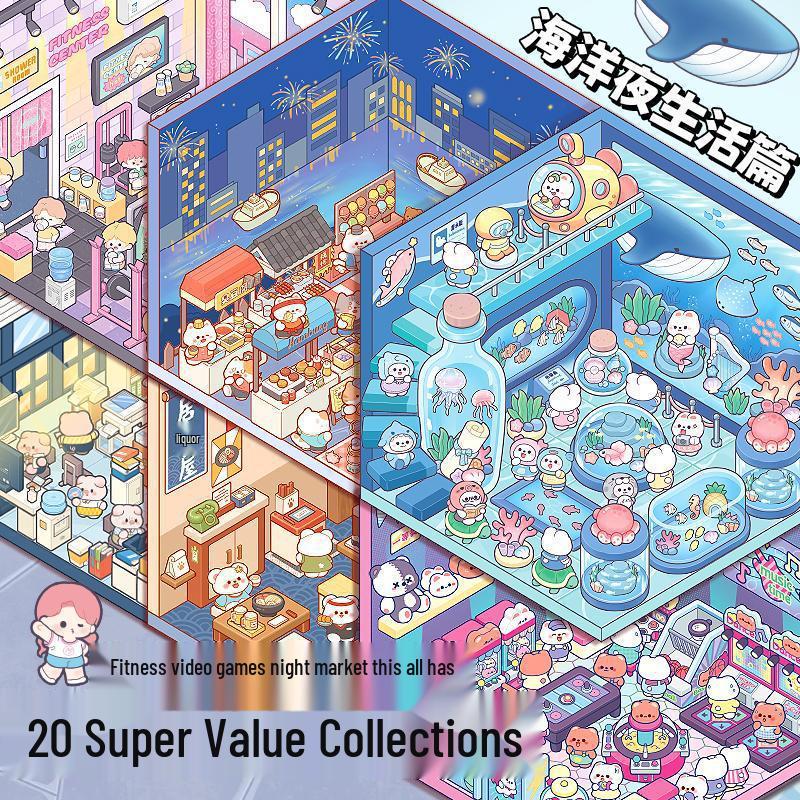 3D Miniaturhaus Landschaftsgestaltungs-Sticker-Set für Mädchen