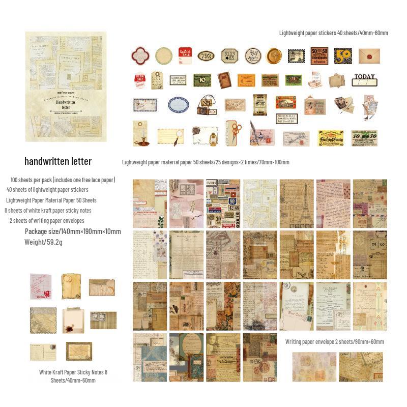 Mò Mò Handmade Retro Sticker Set: 100 Sheets of Vintage Plants & Butterflies for Journals & Collages