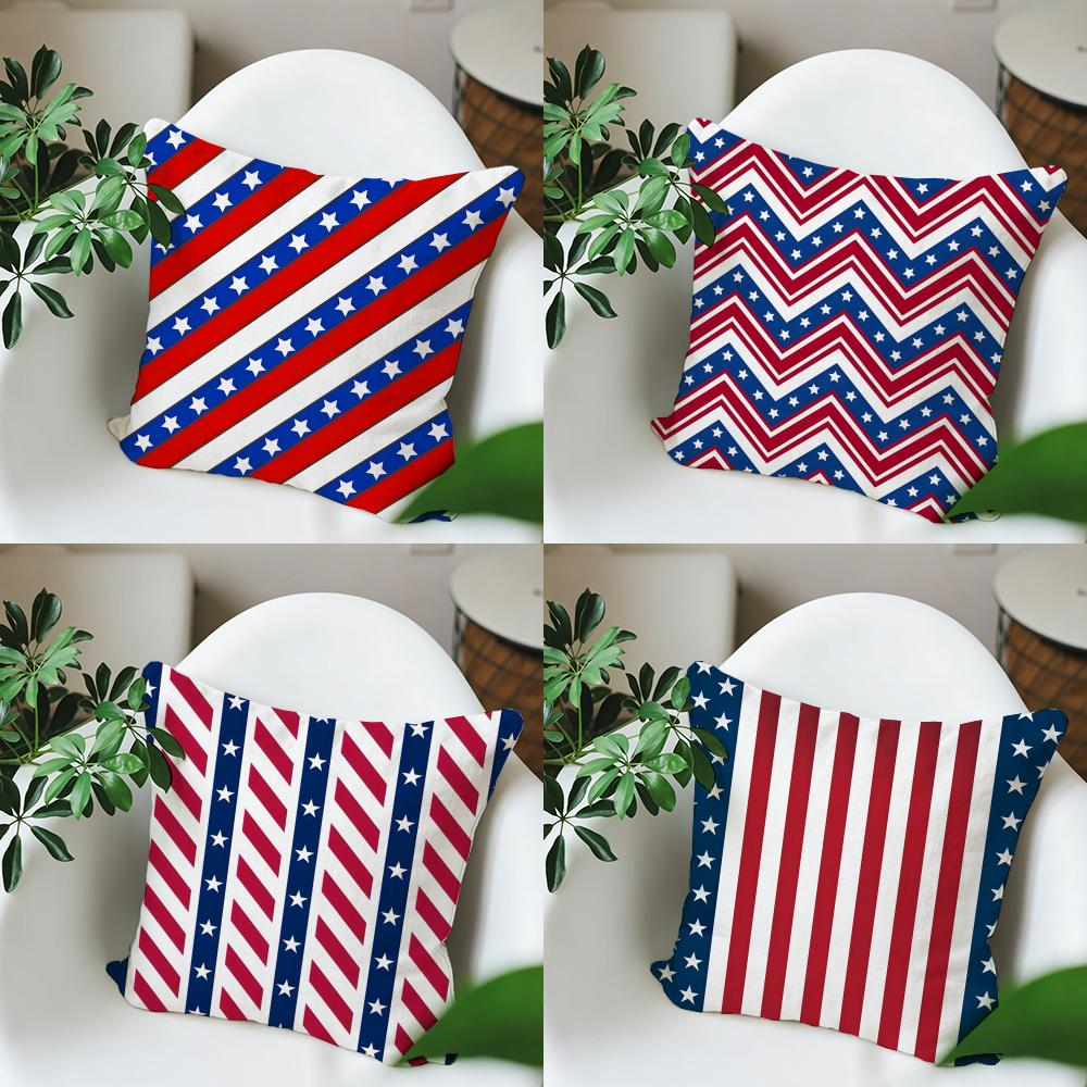 PAmerican Flag Style Cushion Cover Square Vintage Soft Sofa Cushion Cover Home Decor Protective Pillowcase