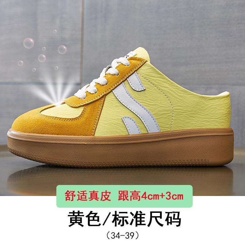 

Baotou slippers women s one 2025 summer new German training shoes, empty versatile lazy half drag platform ins trendy shoes 39 жёлтый