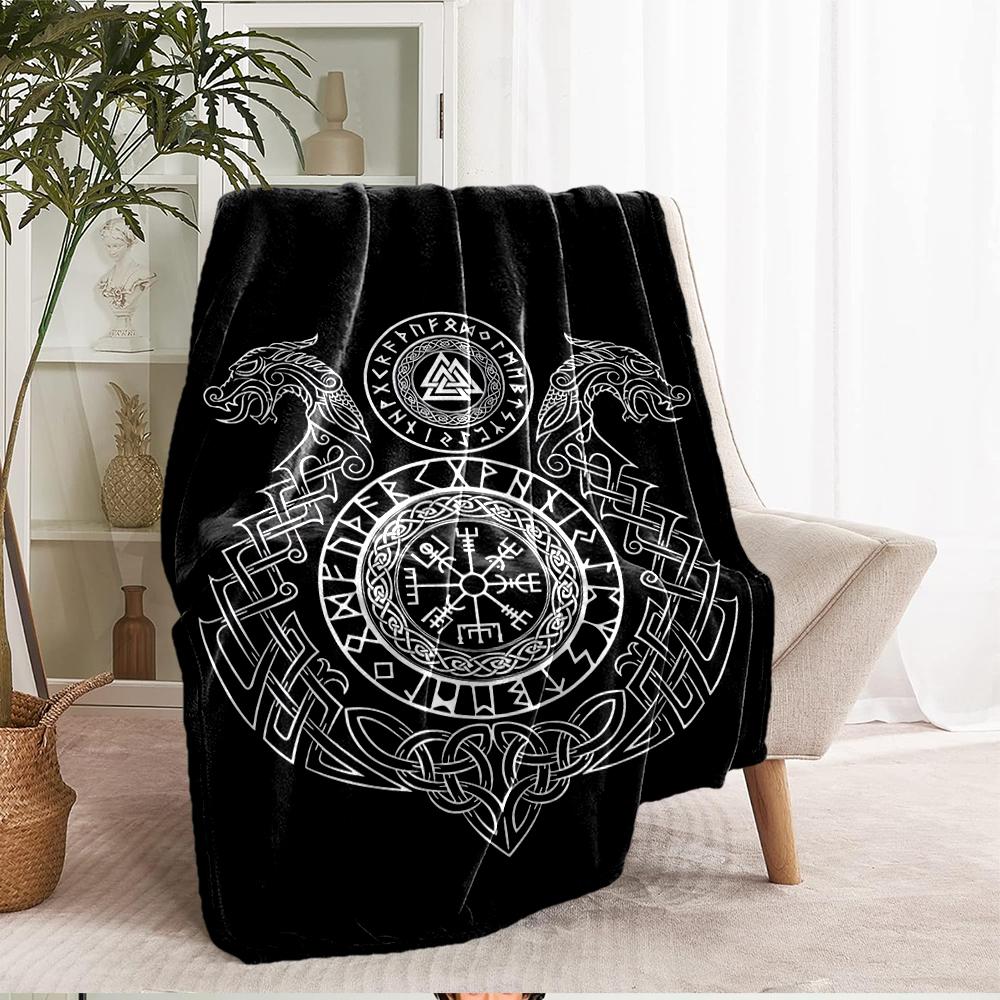 Viking Theme Printed Blanket - Perfect for Couch, Bed, Travel & Outdoor Use | Machine Washable, Cozy & Durable.
