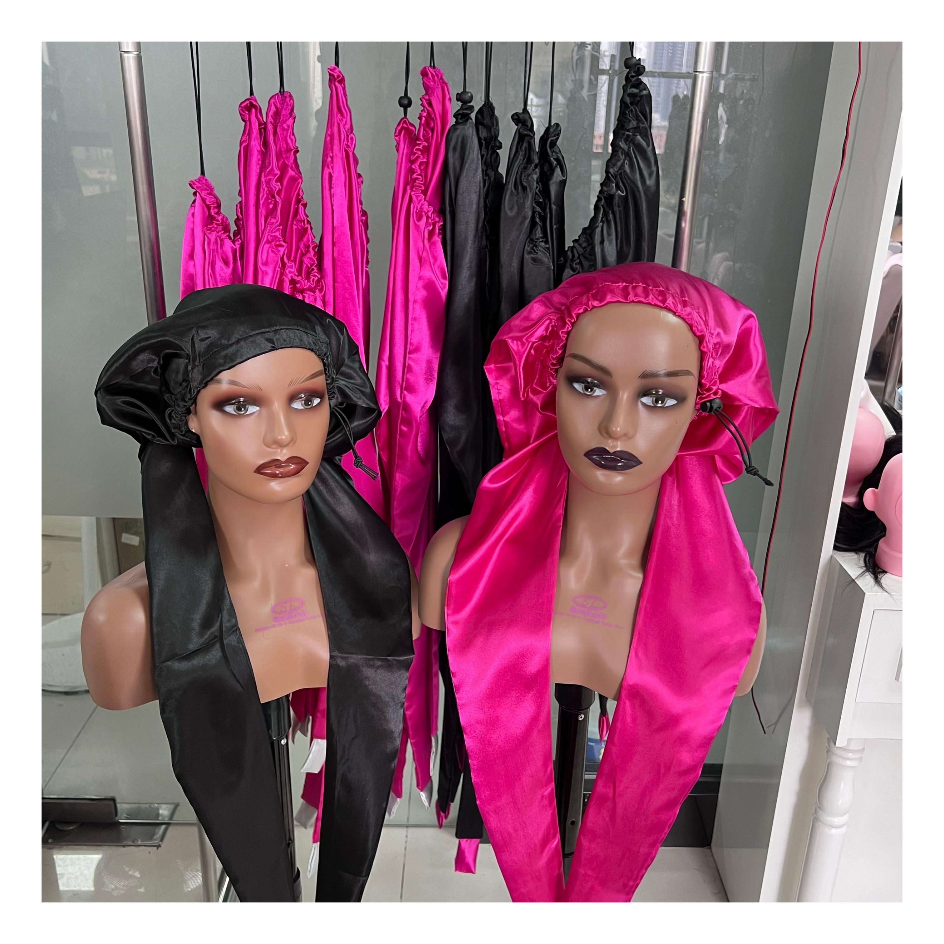 Fashion Adjustable Satin Bonnets with Long Tie Bands Wholesale Hair Bonnets for Braids