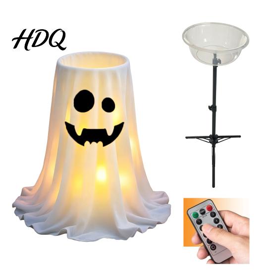 Cute Ghost Decoration Halloween with 8-Mode Remote Control LED Light Candy Bowl