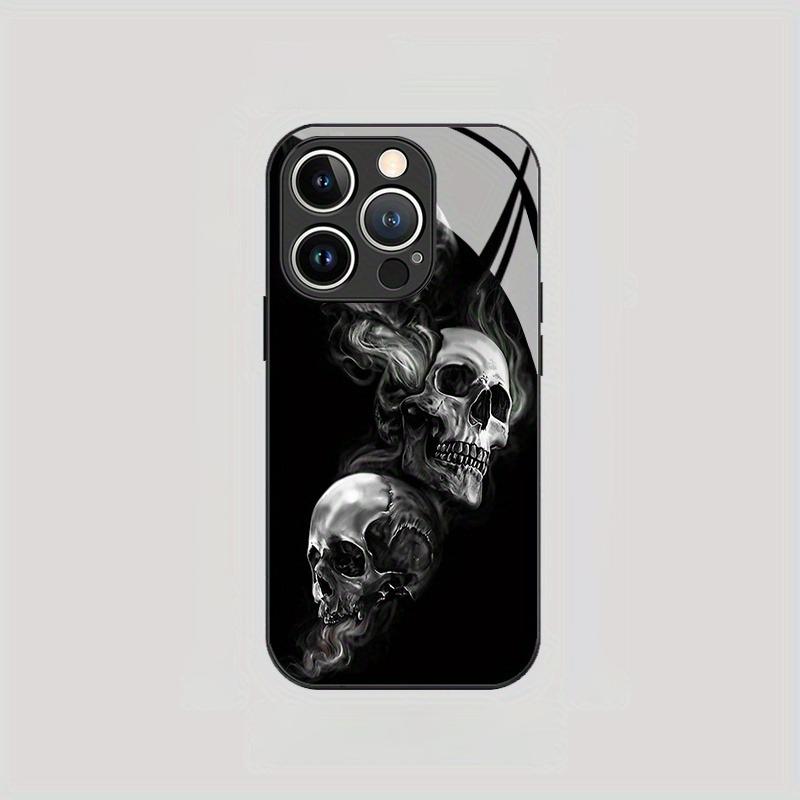 Trendy Skull Pattern Glass Material Phone Case For iPhone 17 Pro Max 16 15 14 13 12 11 Pro 16E 17Air 7 8 15 Plus XR XS X Cover