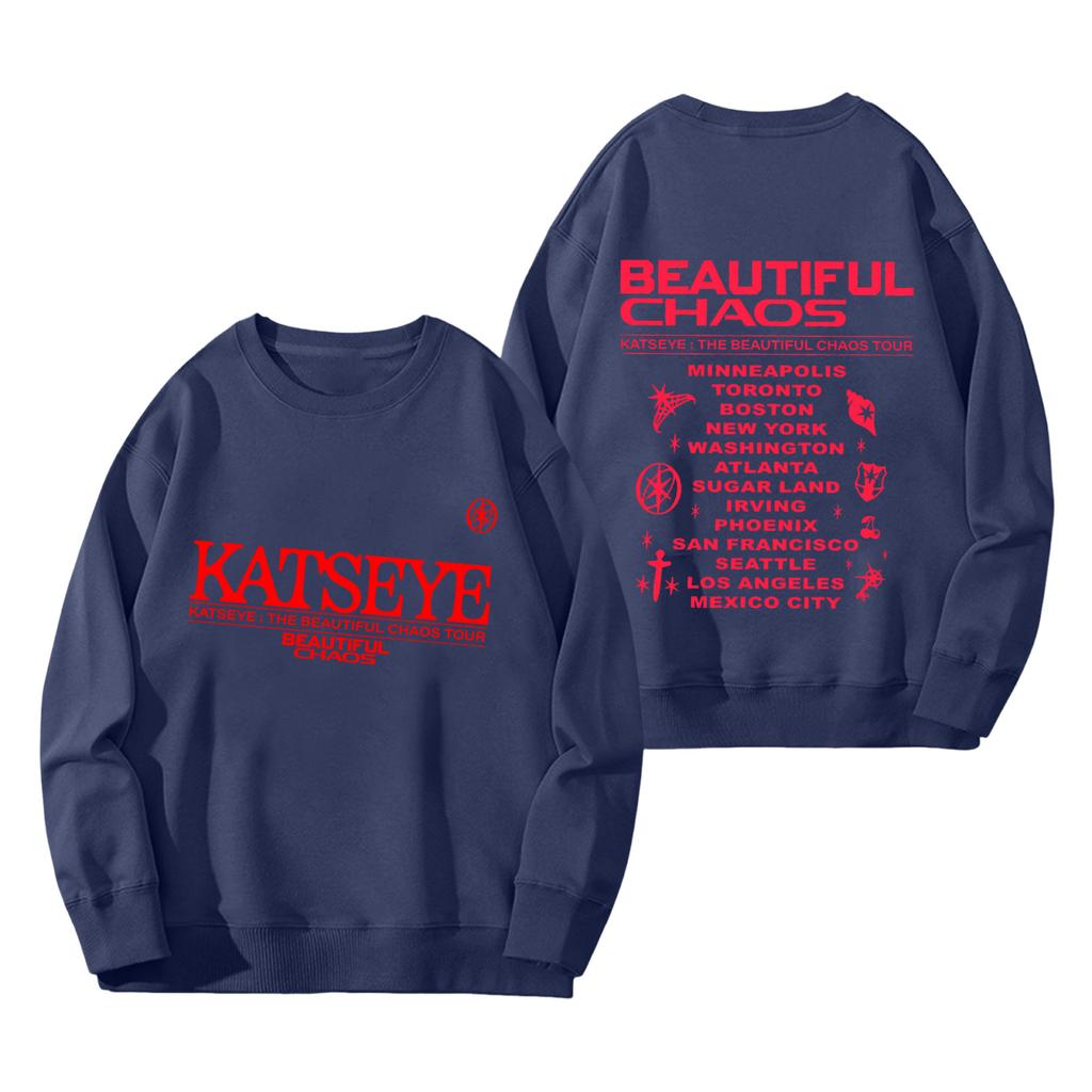 Women's Fashion Long Sleeve Print Round Neck Loose Pullover Sweater Top