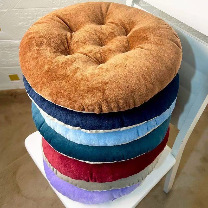 1pcs Solid Color Thickened Soft Plush Student Stool Cushion Circular Meditation Mats Square Living Room Floor Cushions Anti Slip Balcony Pads