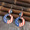 1 Pair Stylish Hoop Earrings Patriotic Statement Earrings Wood Texture Perfect for Patriotic Celebrations and Party