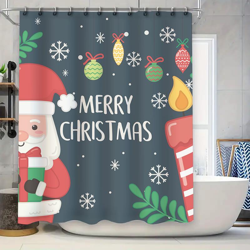 TU Christmas Shower Curtain Festive Holiday Decor Merry Xmas Bathroom Set Waterproof Holiday Home Decor Gift Modern Style