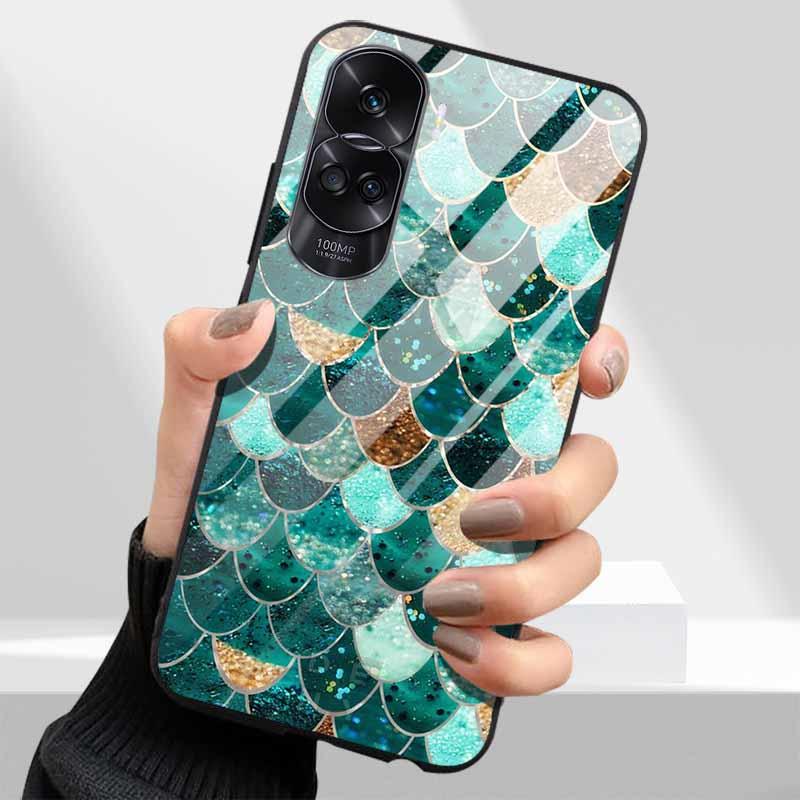 Tempered Glass Hard Cover For Honor 90 Lite 5G Case Lovely Marble Funda Coque For Honor 90 Pro Honor90 90Lite 90Pro Phone Shells