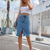 Women High Waist  Package Hip Split Jean Denim Skirt