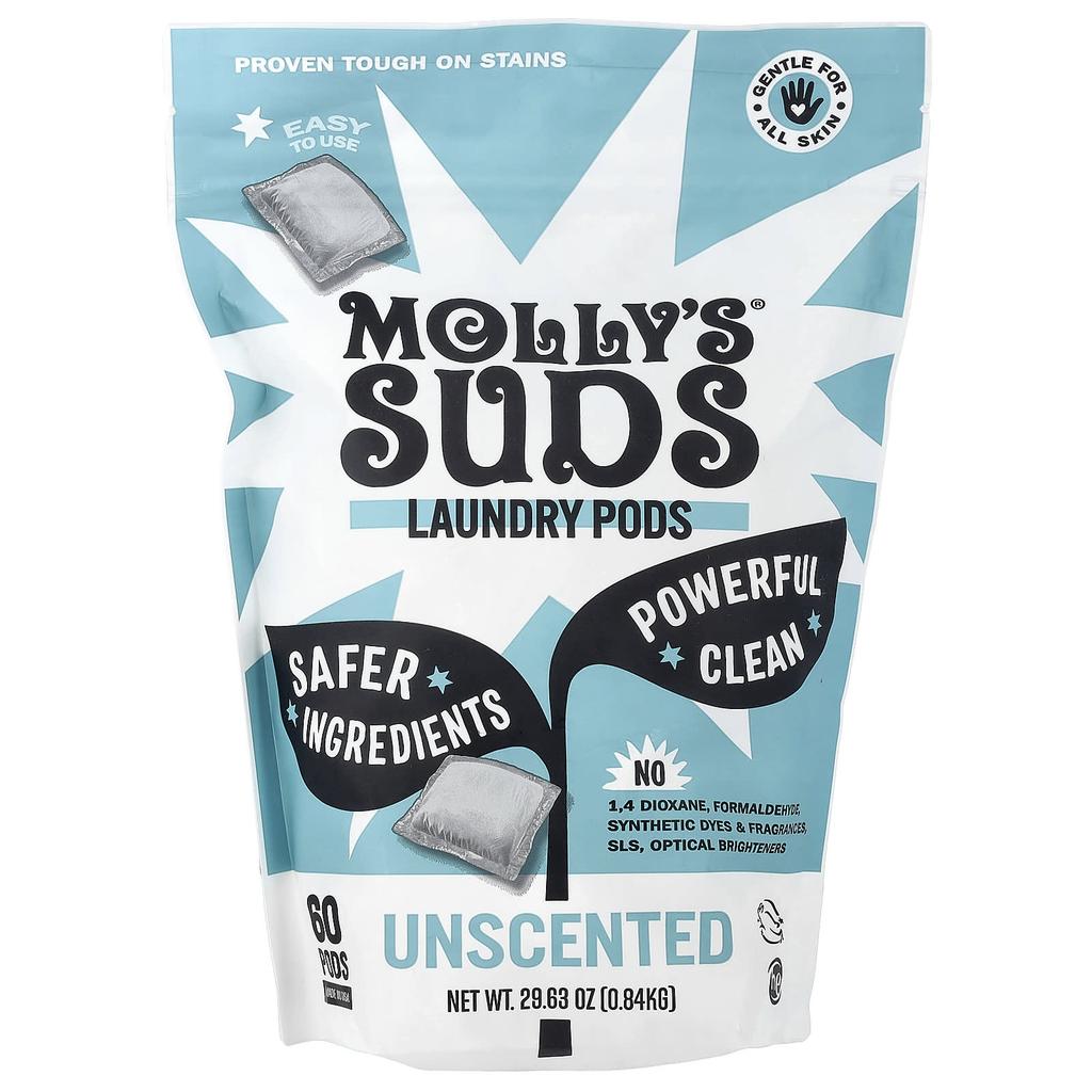 Molly's Suds Laundry Pods, Unscented, 60 Pods, 0.84 Kg (29.63 Oz)