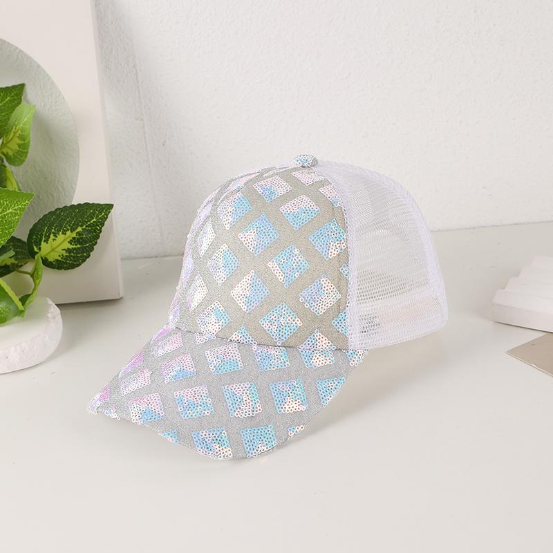 Summer Shade Breathable Mesh Baseball Cap Fashion Classic Square Sequin Sponge Top Cap Suitable for Outdoor Travel