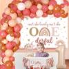 Boho Rainbow 1st Birthday Decorations for Girl, Isn’t She Lovely Isn't She Onederful Backdrop Cake Topper Apricot Pink Balloon Garland Arch Kit
