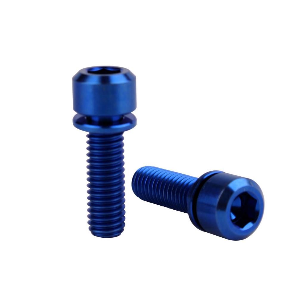 Titanium Bolt Hex Screw M5x16 18 20mm Stigma Chamfer Head Bolt with Washer for Bicycle Stem Parts Pack of 6 (Blue, M5x16mm)