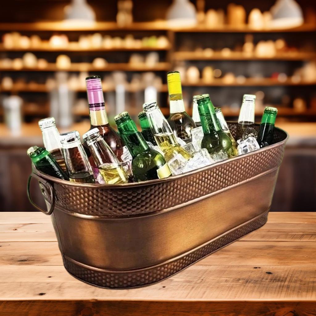 Verzinkte Wanne Eis Eiskübel mit Tragegriffen Metall Getränke Eimer Aufbewahrungsbehälter für Champagner Cocktails Wein Kühlung Bar Zuhause