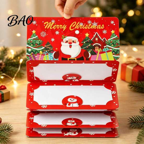 Holiday Greeting Card Holder Christmas Cash Gift Envelopes, 6 Slots Foldable Money Holder, DIY Booklet for Xmas Parties, Family Gatherings Party