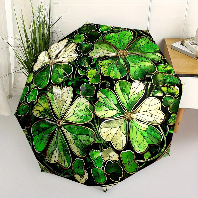 

Stained Glass Shamrock Window Decal - Irish Clover Decoration for Home & Office (Large) Umbrella, Christmas Gift Y189