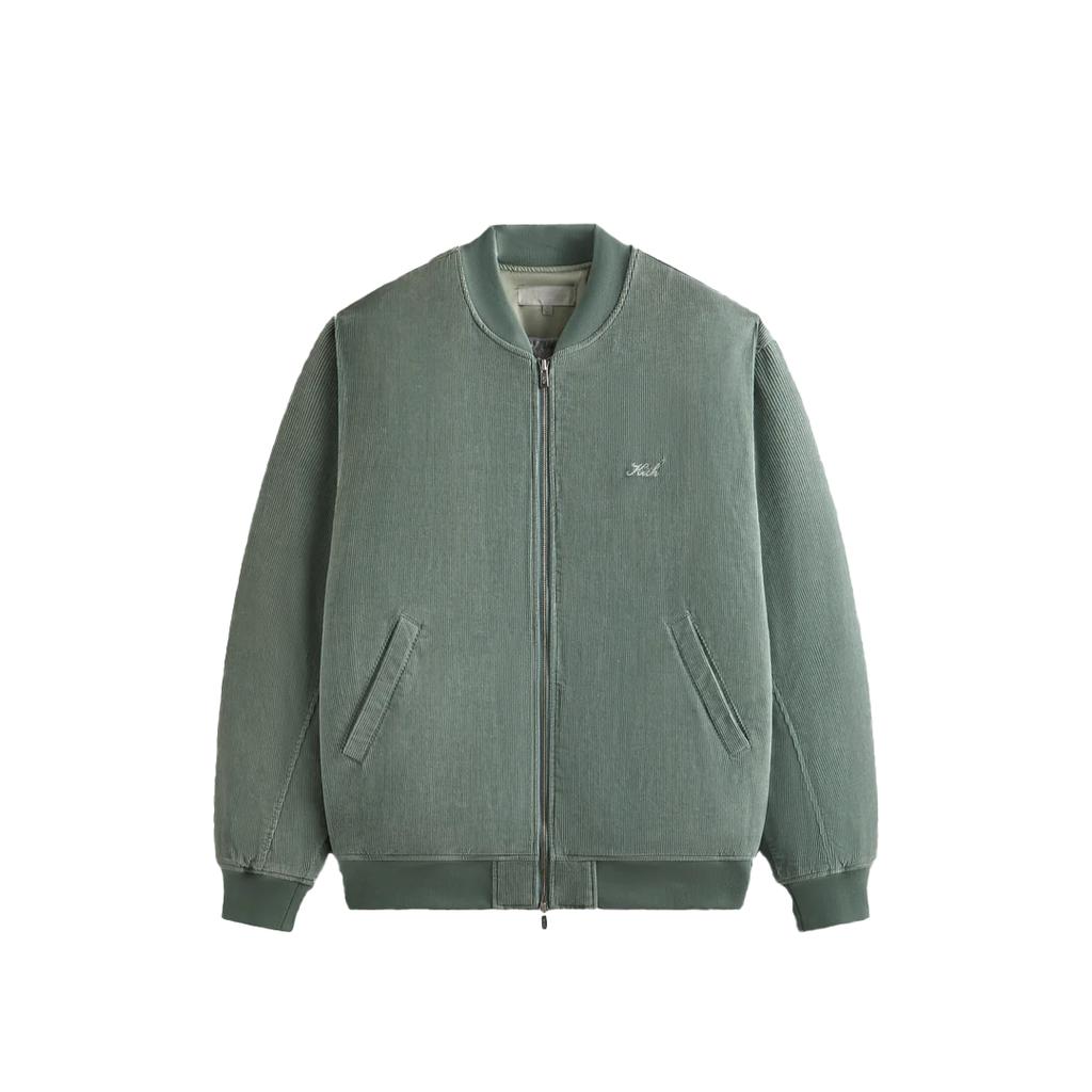 Kith FW24 Washed Corduroy Avery Bomber Loose Zipper Solid Long Sleeve Jacket Men Jackets Green KHM010644-323