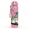 1PC Surf Van Palm Tree Ocean Retro Beach Art 750ml Color Plastic Sports Water Bottle Leakproof Flip Straw Lid Suitable for Sports Office Home Use