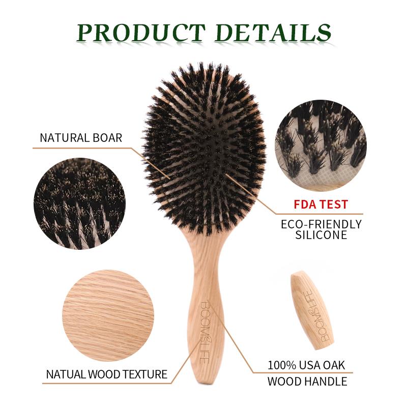 Boar Bristle Hair Brush Women Combs for Hair Wood HairBrush Detangle Straightener Brush Hair Comb Barber Accessories