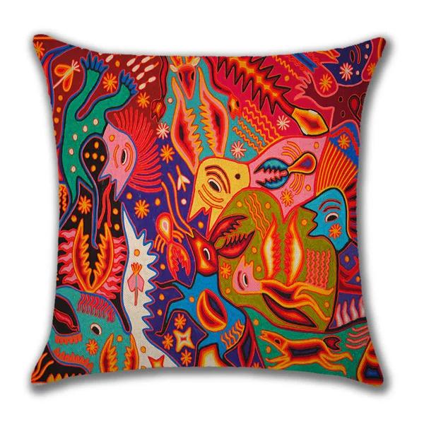 Hot Ethnic Mexico Patterns Linen Pillows Case Indian Apollo Abstract Painting Cushions Case Sofa Couch Throw Pillows Decor Home