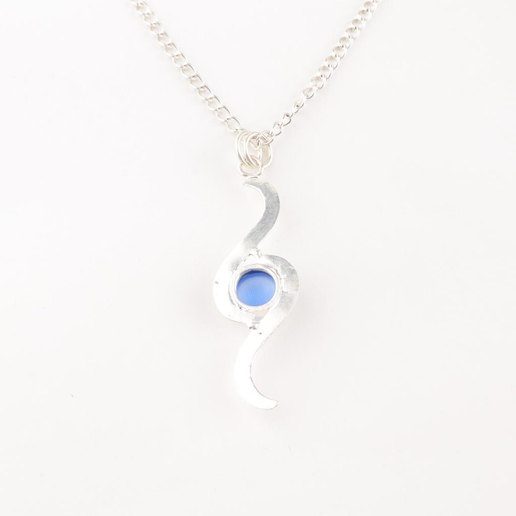 Dark Blue Cat's Eye Gemstone 925 Sterling Silver Jewelry Handmade Chain Pendant PP-44-33