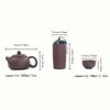 1 Set Purple Sand Travel Teaware Set One Pot Four Cups Portable Crack Cup Kung Fu Tea Set Chinese Purple Sand