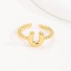 Adjustable 18K Gold Bubble Beaded Open Ring with 26 Alphabet Options
