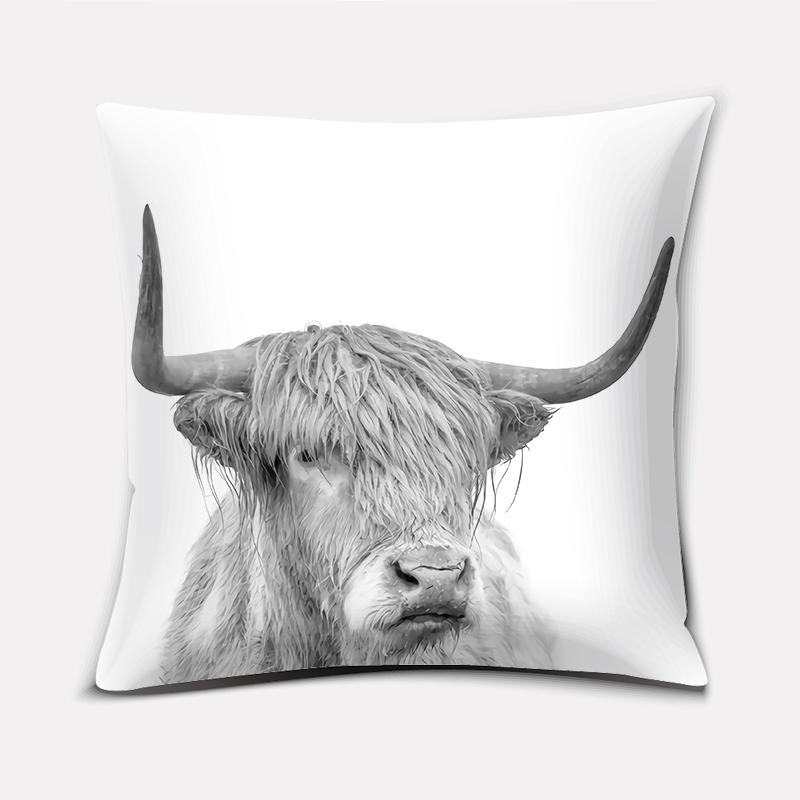 Scottish highland cow pattern super soft pillow case sofa cushion cushion decorative pillow