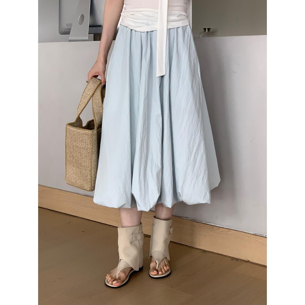 

Универсальная юбка Женская весна и лето Новая с высокой талией и тонкая Повседневная А-силуэта юбка-бутон L светло-синий