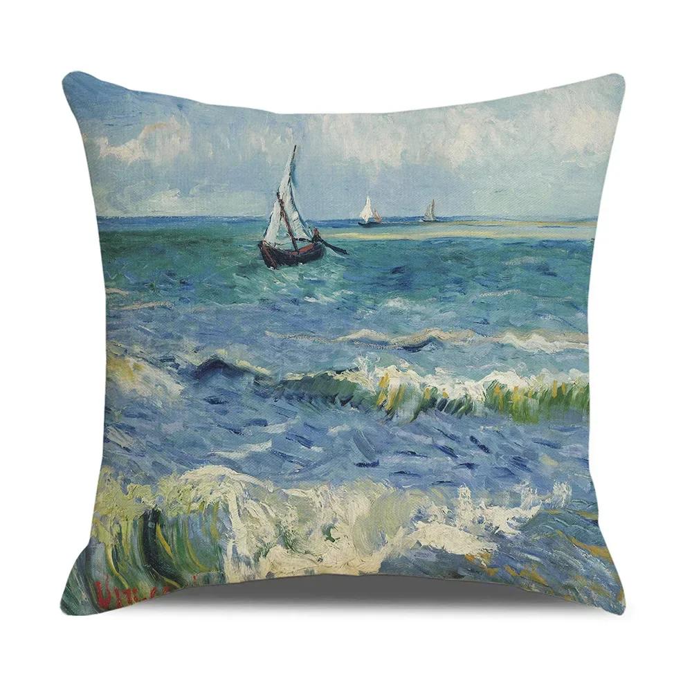 

Vintage Art Cushion Cover Van Gogh Oil Painting Pillowcase Living Room Sofa Decoration,(17) 66x66cm