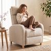 Manual Recliner Chair Up To 135 Degrees Linen Upholstery Pocket Spring Footrest High Backrest And Wooden Legs Beige