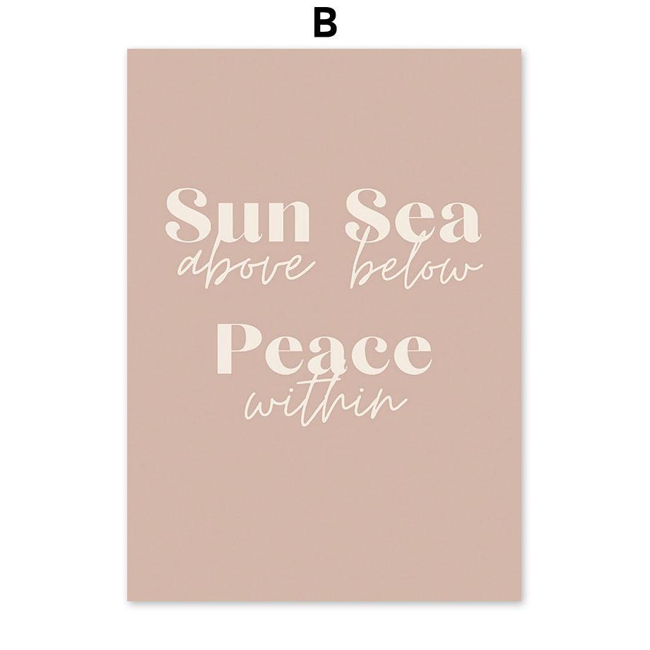 Linie Val Plajă Palmier Surf Pasăre Boho Postere Și Imprimeuri Pictură pe Pânză Artă Nordică de Perete Imagini Pentru Living Decor Acasă