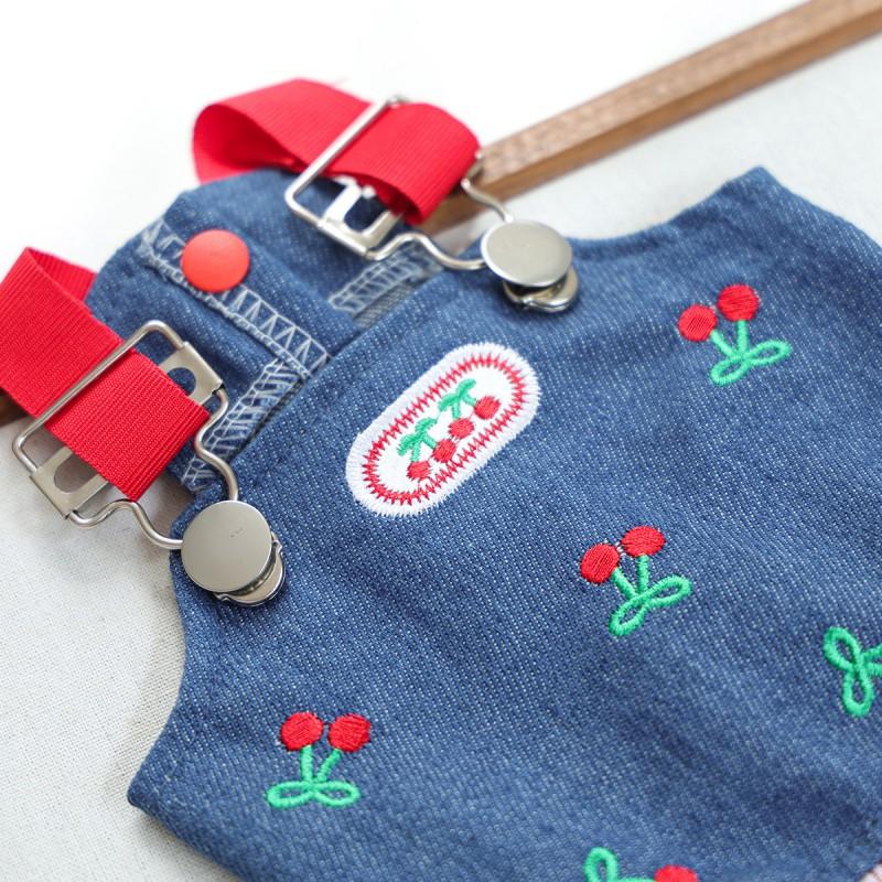 PETCIRCLE Pet Cherry Denim Dress Cute Outfit Dogs Cats