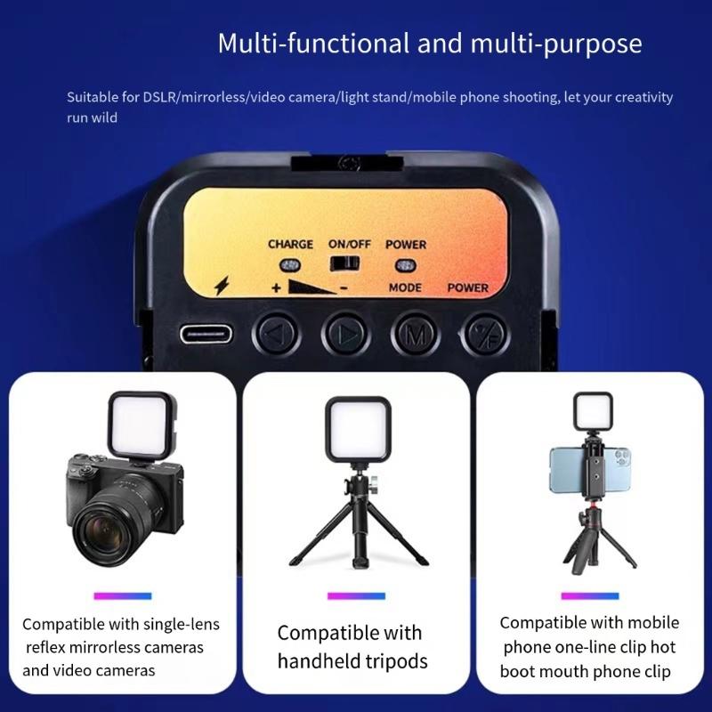 Rechargeable Triple Color LED Video Light 1200mAh Battery For Camera Smartphone Photography Live Streaming
