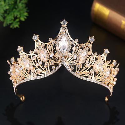 Bride's Crown Headwear  Elegant Water Diamond Pearl Birthday Princess Hair Accessory  Versatile Semi Round Crown Wedding Jewelry