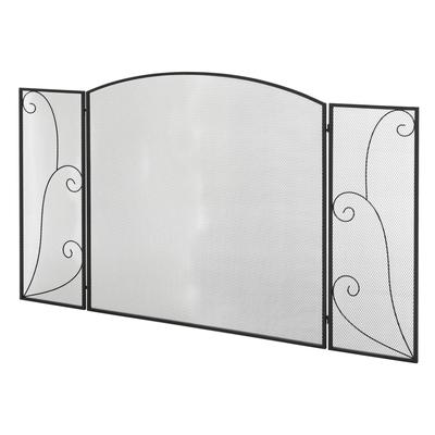 Fireplace Screen 3 Panels Foldable Flexible Metal Black 132.5 X 76.5 Cm