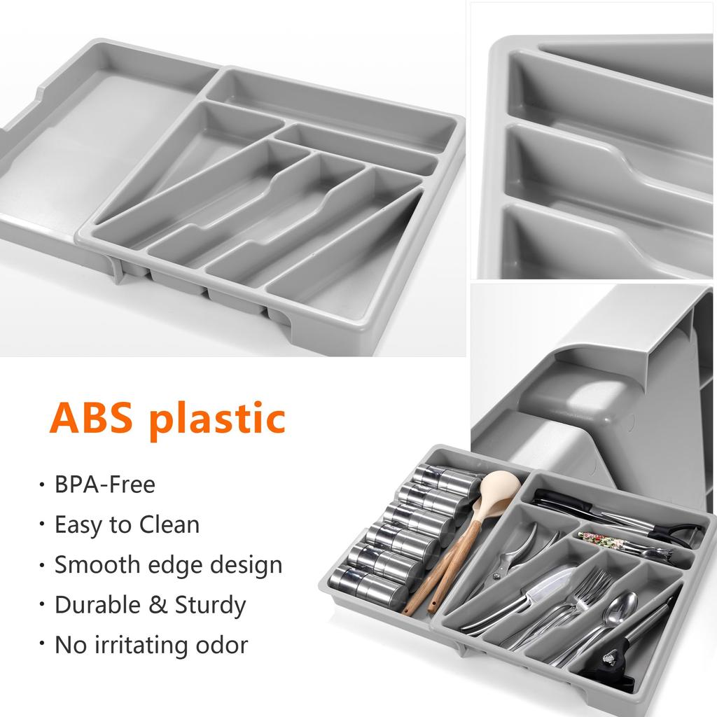 Silverware Silverware Tray for Kitchen Plastic Flatware Tableware Silverware Drawer Organizer Utensil Organizer with Li&Zhao Organizer, Drawer,