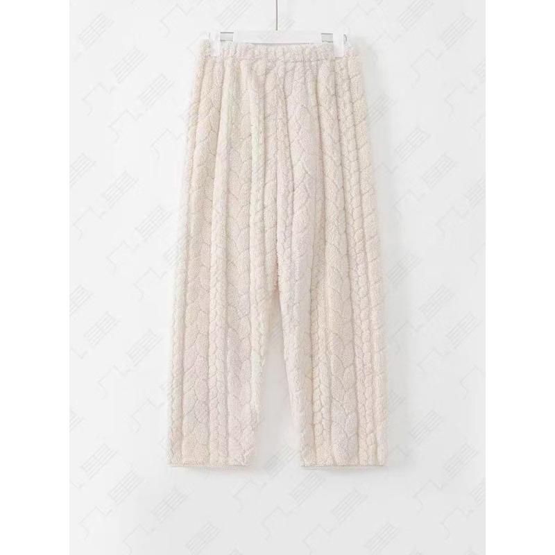 Fleece Verdickt Kältebeständig und Antistatisch Weich Jacquard Weizenähren-Design Damen Loungewear Set